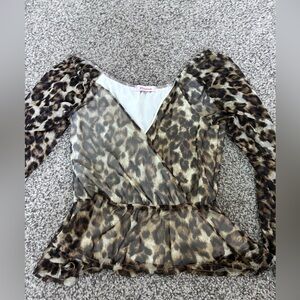 Cheetah print top with sheer sleeve